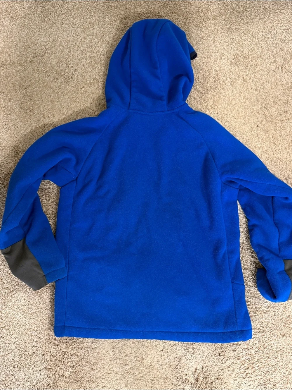 The North Face Kids Royal Blue Zip-Up Hoodie with Gray Chest Pocket